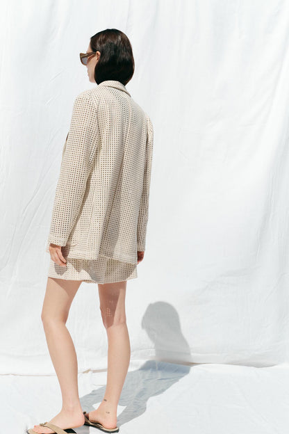 Faux Suede Cut-Out Blazer