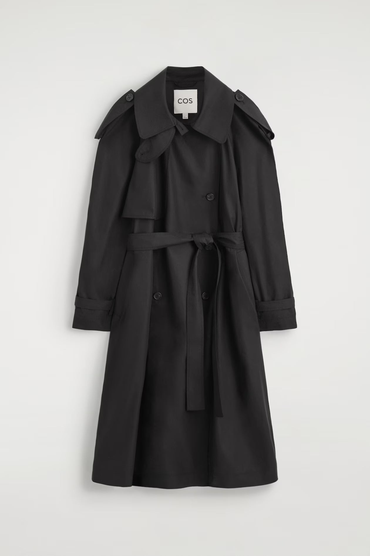 Funnel-Neck Cotton Trench Coat
