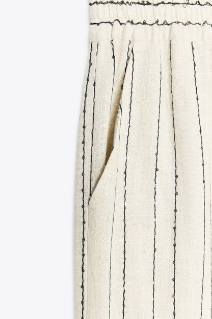 Striped Sequin Trousers