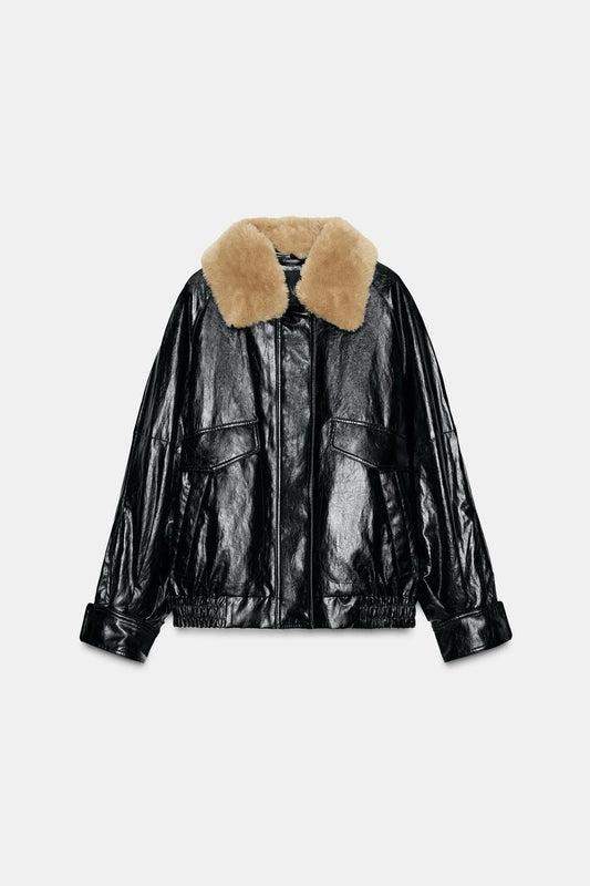 Faux Fur Collar Jacket Zw Collection