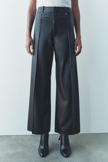 ZW Collection leather-effect wide-leg trousers