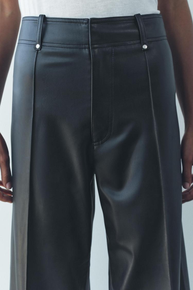 ZW Collection leather-effect wide-leg trousers