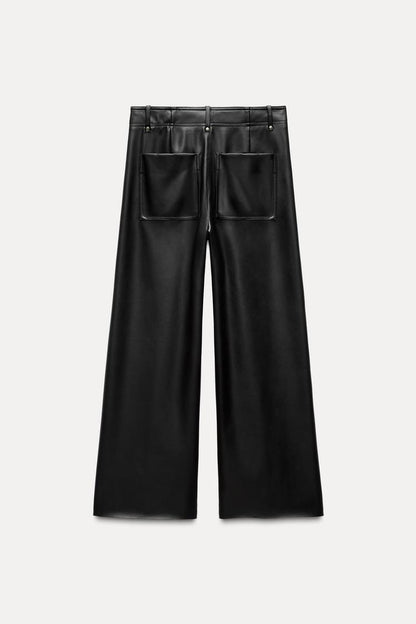 ZW Collection leather-effect wide-leg trousers