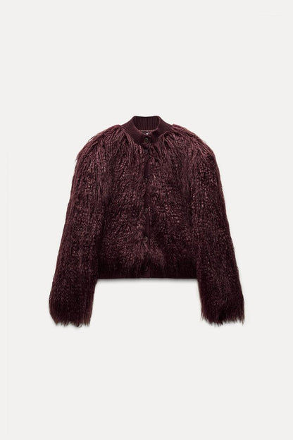 Fuzzy knit cardigan