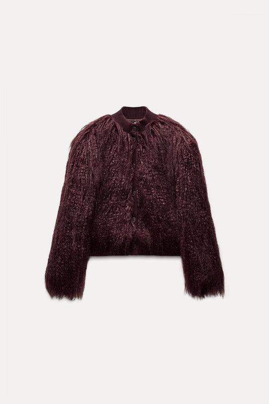 Fuzzy knit cardigan