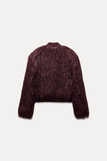 Fuzzy knit cardigan