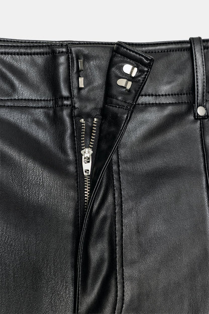 Zw Collection Tailored Wide-Leg Leather-Effect Trousers