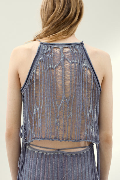 Tie-strap knitted top
