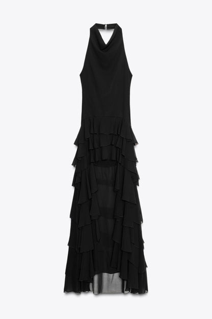 Halter Ruffle Long Dress
