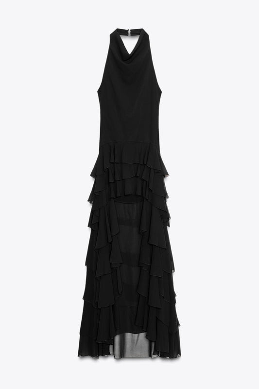 Halter Ruffle Long Dress