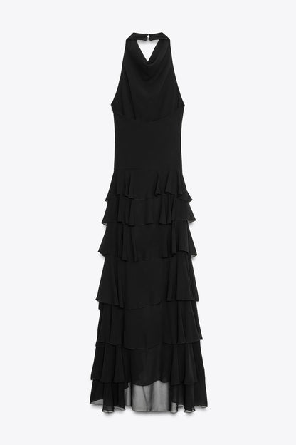 Halter Ruffle Long Dress