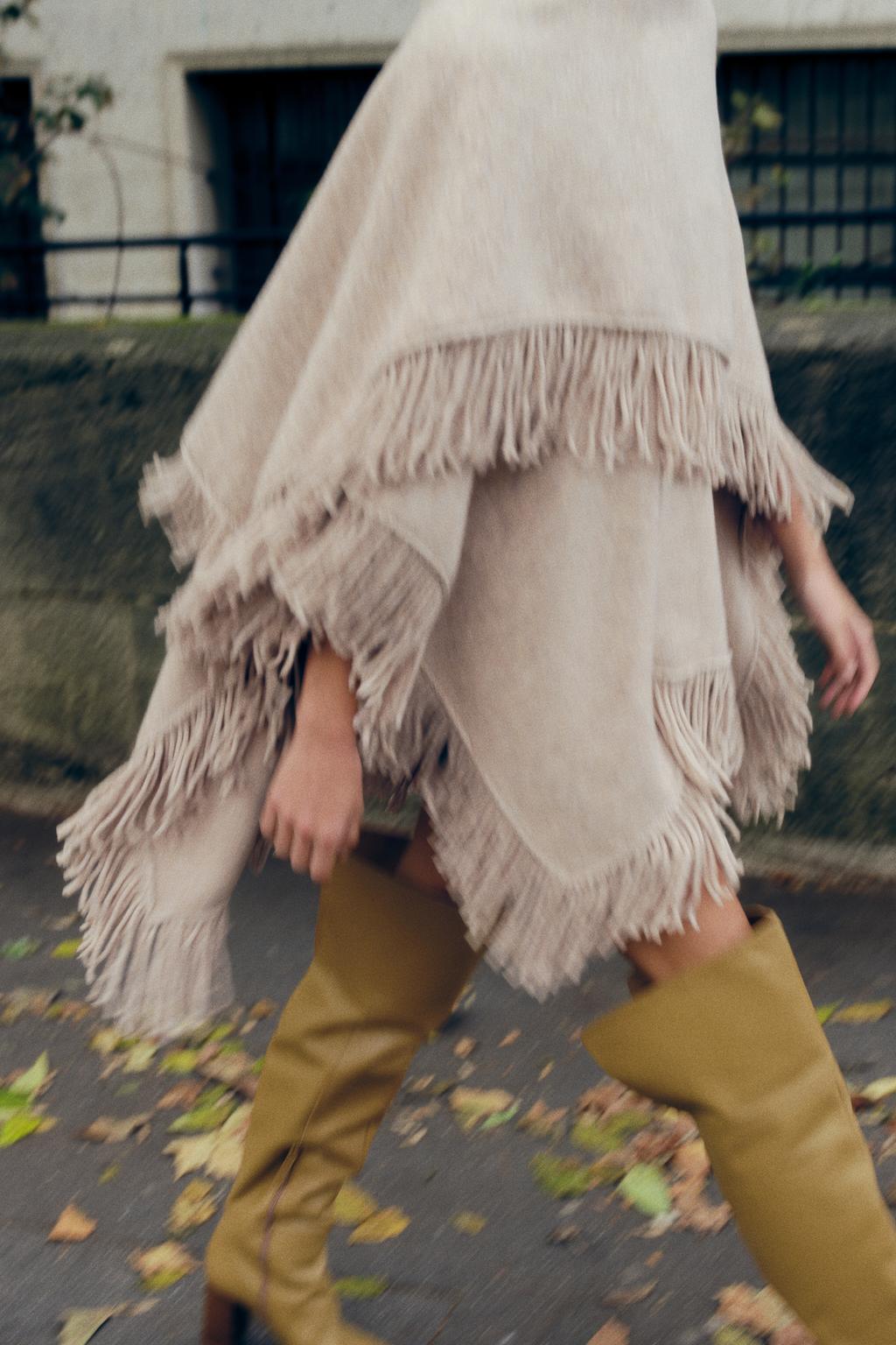 Fringed Knit-Cape