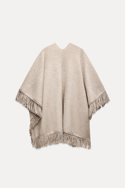 Fringed Knit-Cape