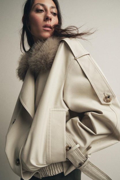 ZW Collection Water-Repellent Short Trench Coat
