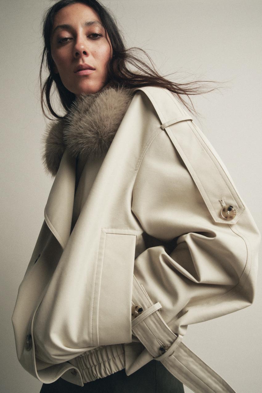 ZW Collection Water-Repellent Short Trench Coat