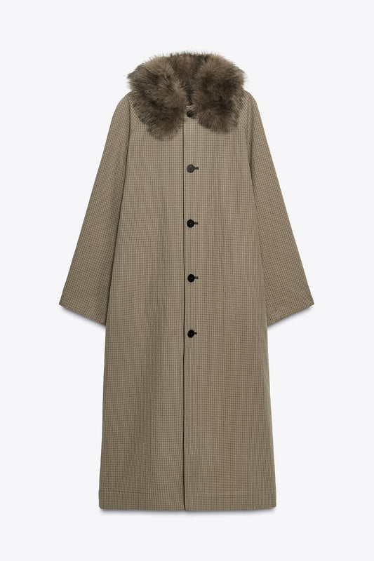 Limited Edition Reversible Trench Coat With Faux Fur Collar