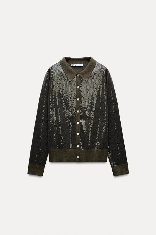 Sequinned knit cardigan