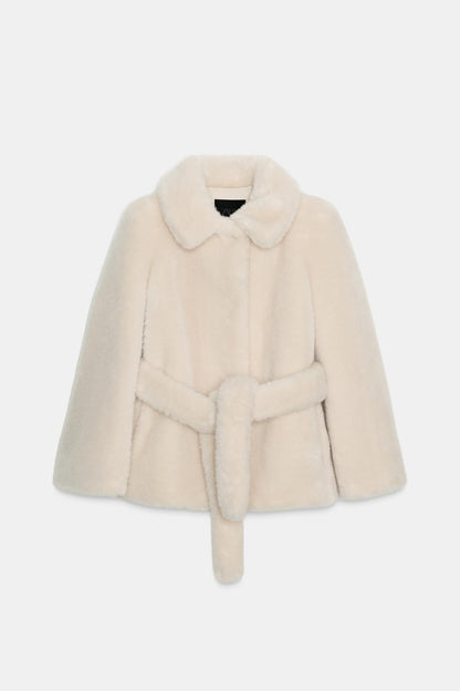 Faux Fur Belted Coat Zw Collection