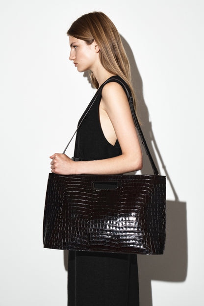 Folio Croc-Effect Leather Oversized Bag