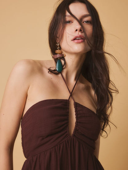 Cotton dress with tie detail