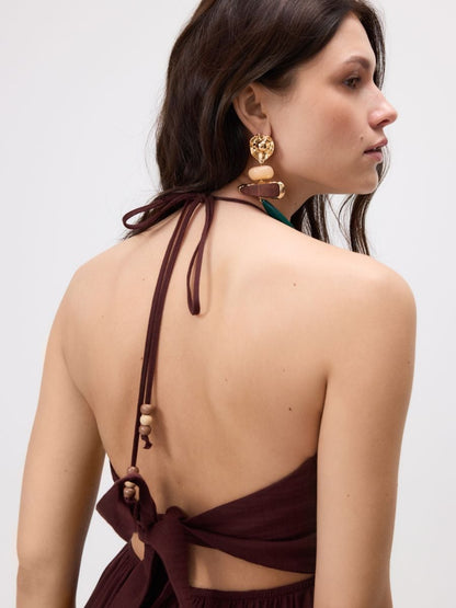 Cotton dress with tie detail