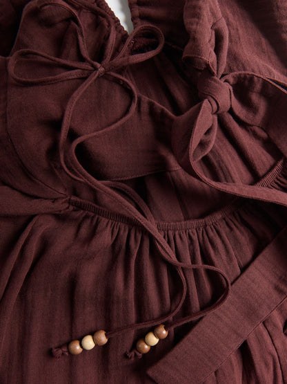 Cotton dress with tie detail