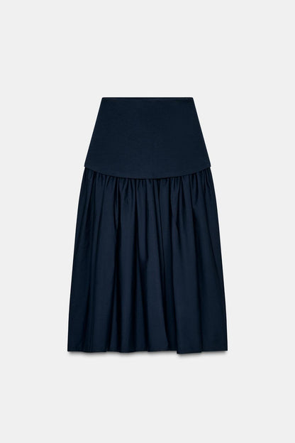 Combined Interlock Midi Skirt