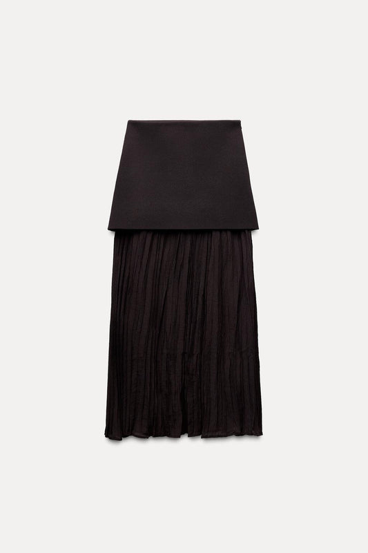 Combined pleated knit skirt