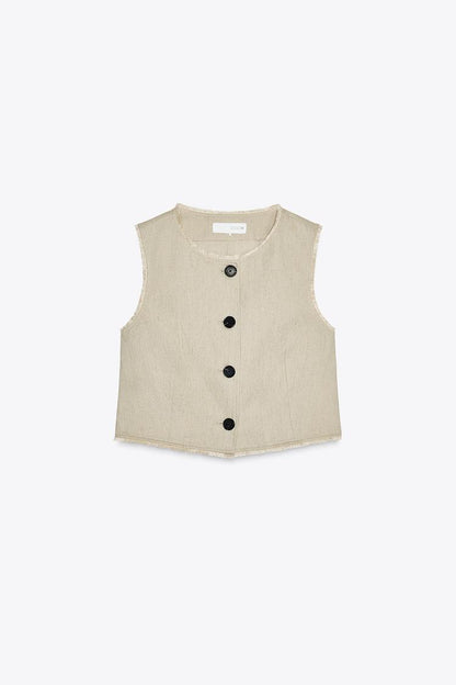 Rustic Frayed Waistcoat with Linen