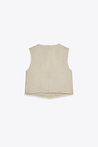 Rustic Frayed Waistcoat with Linen