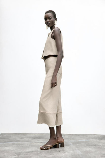 Rustic Frayed Waistcoat with Linen