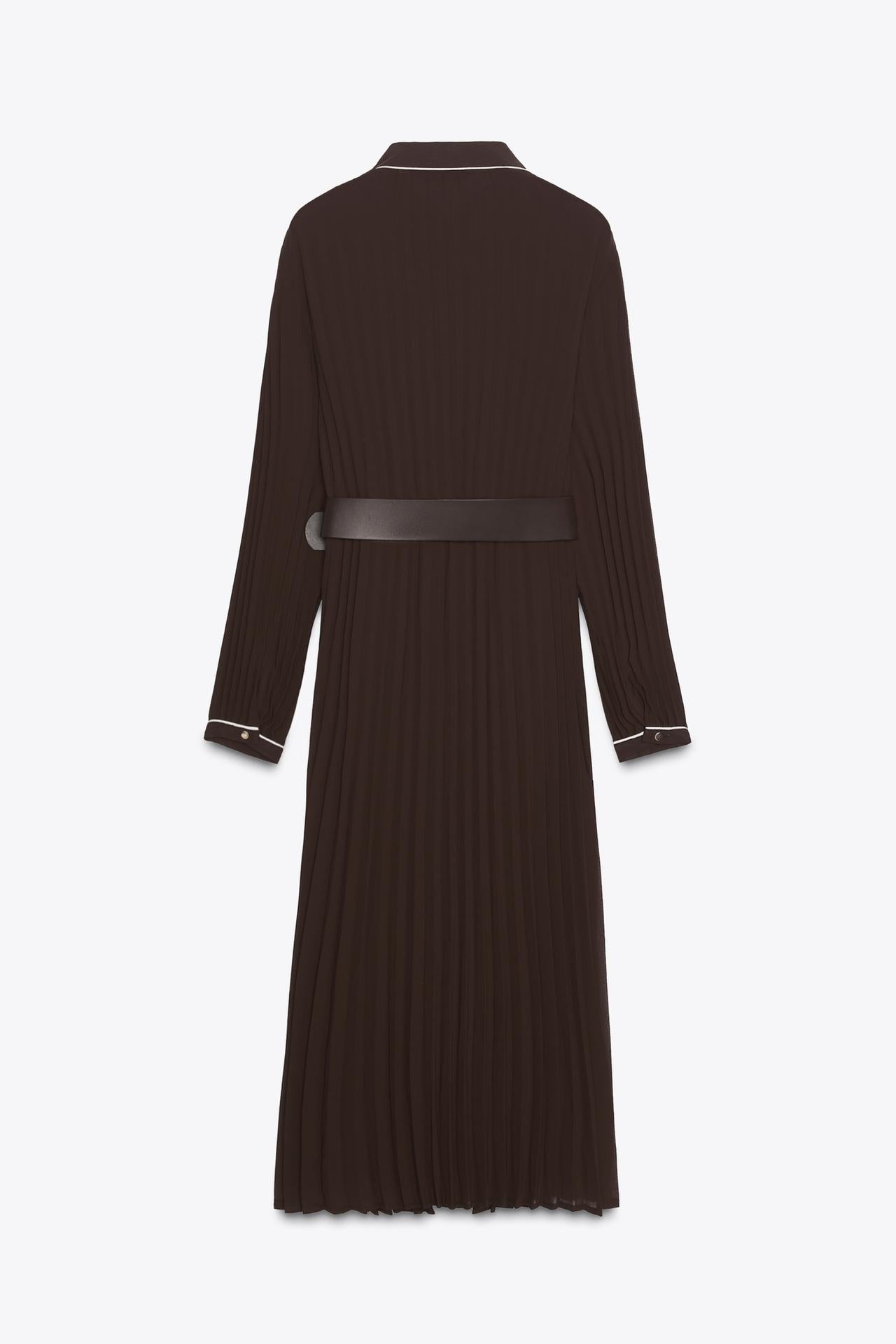 Belted Pleated Midi Dress
