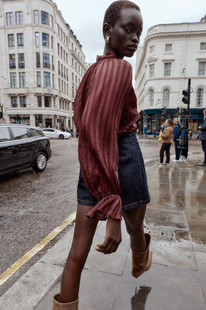 Striped Blouse With Bow