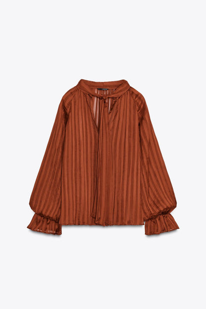 Striped Blouse With Bow