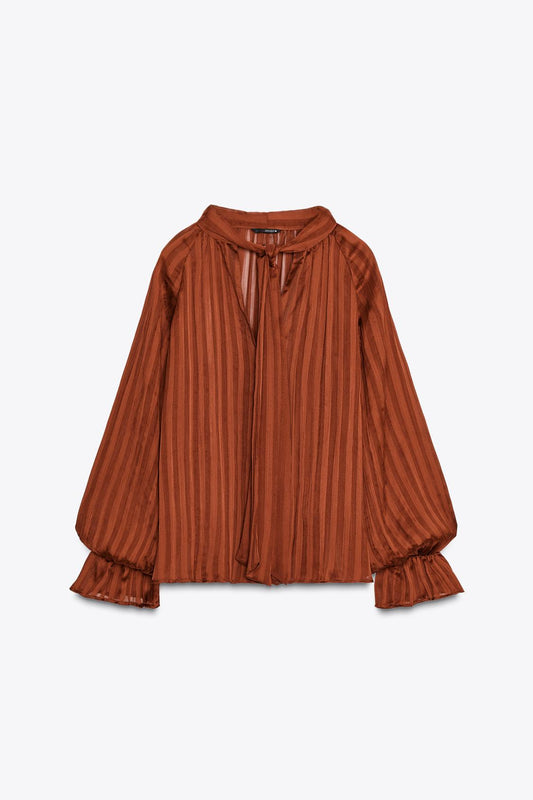 Striped Blouse With Bow
