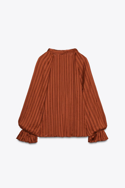 Striped Blouse With Bow