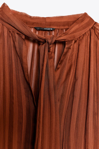 Striped Blouse With Bow