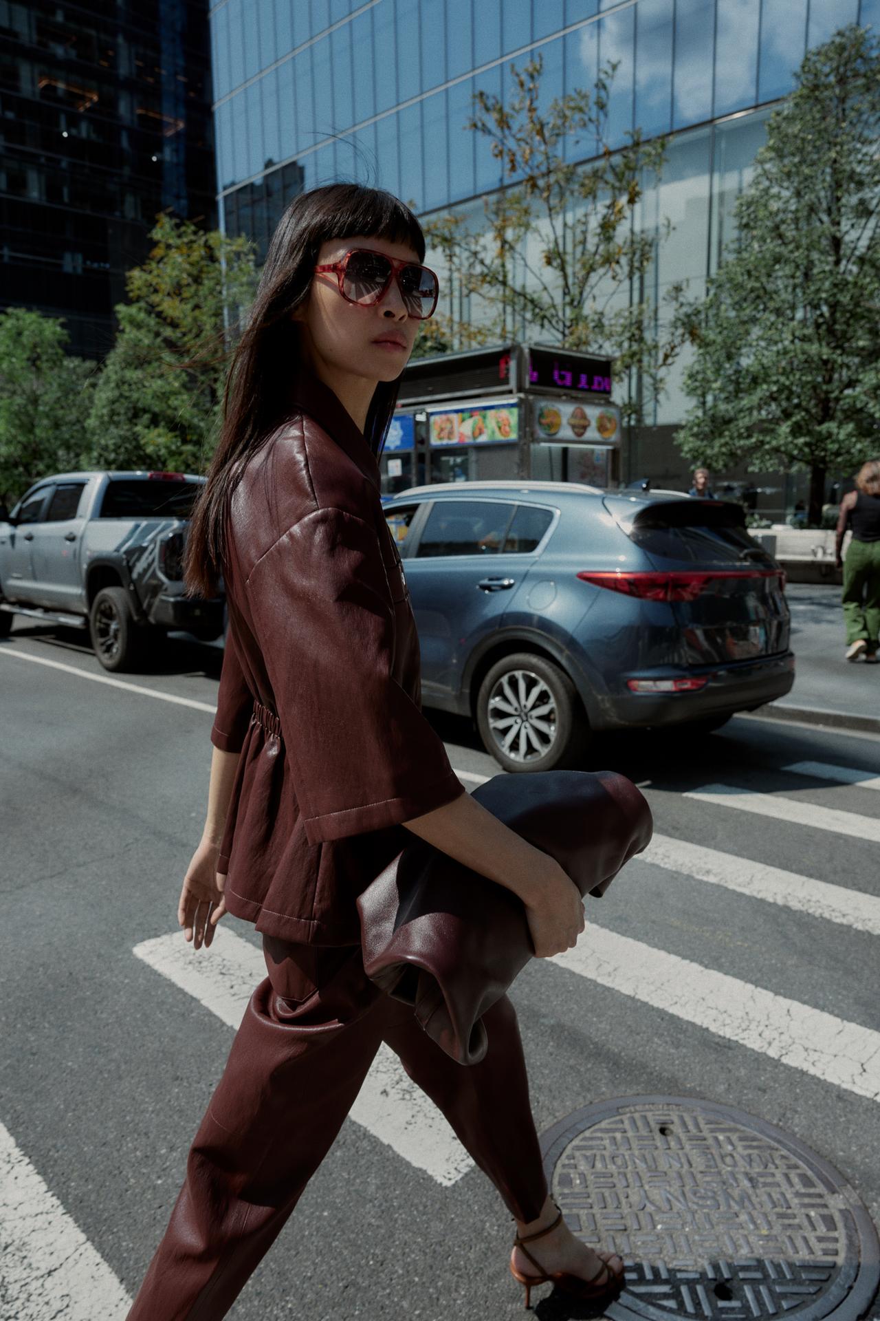 Faux Leather Blazer