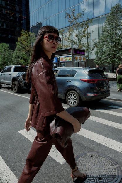 Faux Leather Blazer