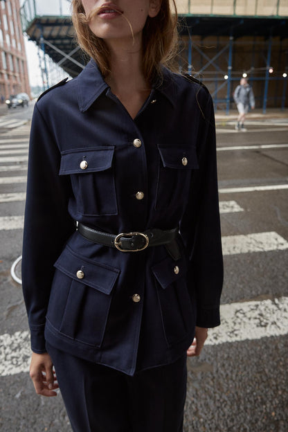 Belted Jacket With Patch Pockets