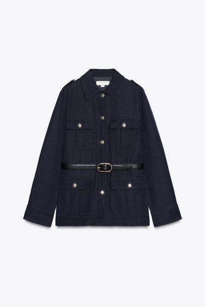 Belted Jacket With Patch Pockets