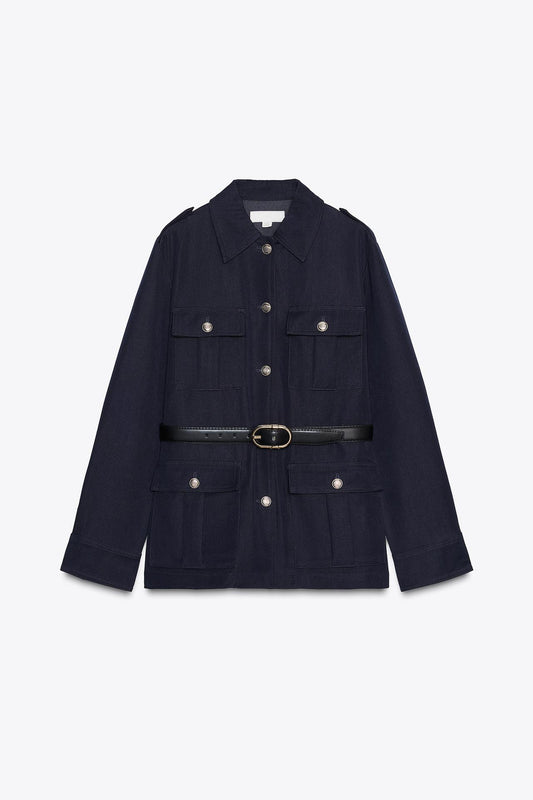 Belted Jacket With Patch Pockets