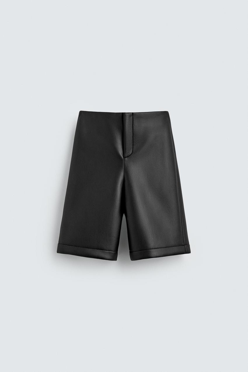Leather Effect Long Bermuda Shorts Harry Lambert for Zara x Disney