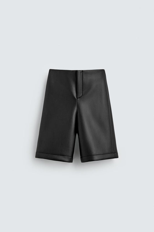 Leather Effect Long Bermuda Shorts Harry Lambert for Zara x Disney
