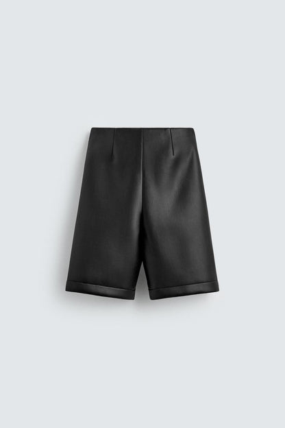 Leather Effect Long Bermuda Shorts Harry Lambert for Zara x Disney