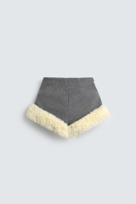 Contrast Faux Fur Shorts Harry Lambert for Zara x Disney