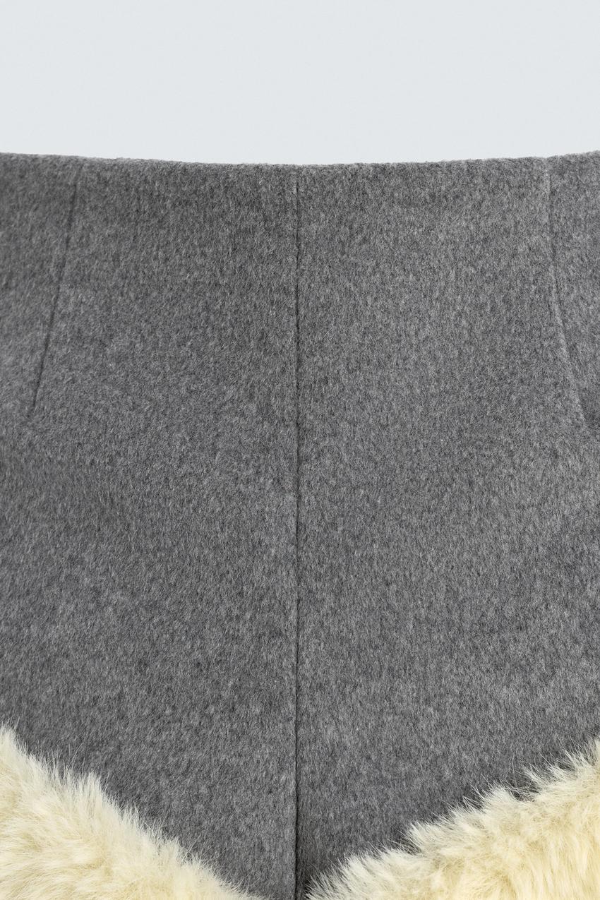Contrast Faux Fur Shorts Harry Lambert for Zara x Disney