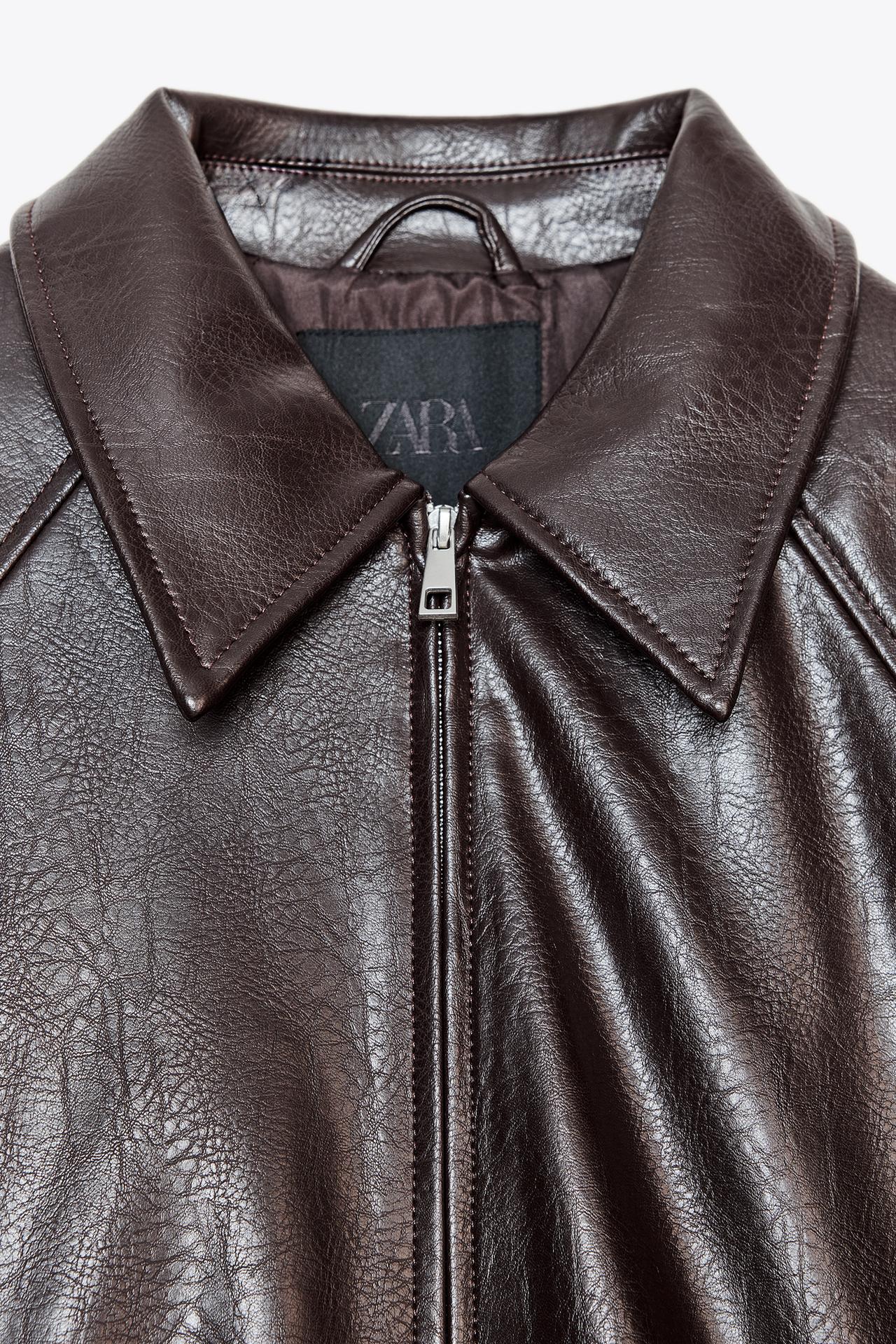 Faux leather bomber jacket