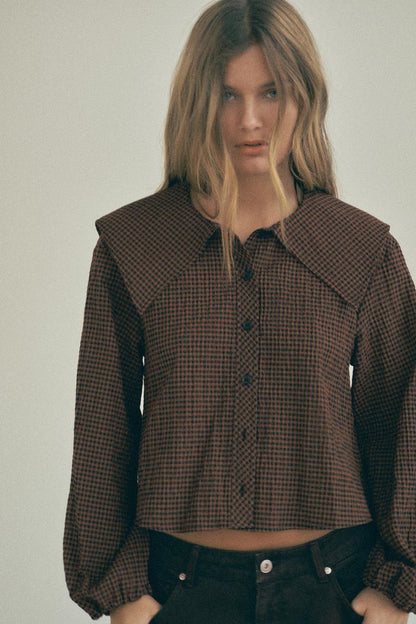 Checked Peter Pan collar shirt