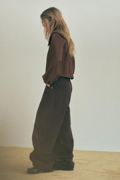 Checked Peter Pan collar shirt
